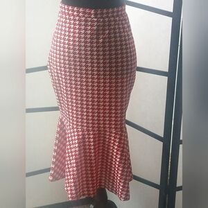 Red and White Houndstooth Skirt.